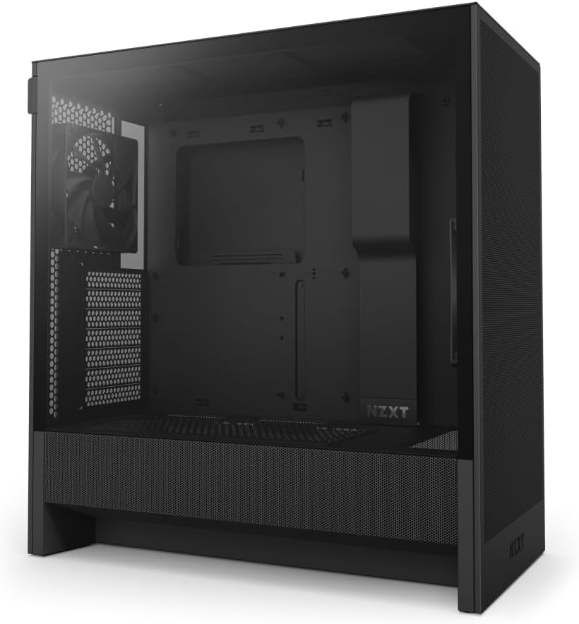 NZXT H5 Flow - Compact ATX Mid-Tower PC Gaming Case - High Airflow - 2 x 120mm Fans Included - 360mm Front & 240mm Top Radiator Support - Cable Management System - Tempered Glass - Black
