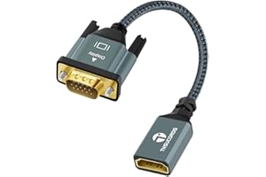 Thsucords Câble Adaptateur HDMI vers VGA 0,3M, Câble extension HDMI Femelle vers VGA Mâle tressé Nylon support 720P/1080P PC ordinateur de bureau ordinateur portable moniteur projecteur HDTV