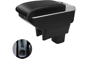 ZWPARTS Voiture Accoudoir pour 2005-2024 Suzuki Swift, Accoudoir Double Couche avec 7 Ports de Charge USB en Cuir PU Noir Console Centrale Boîte de Rangement Accoudoir Automobile