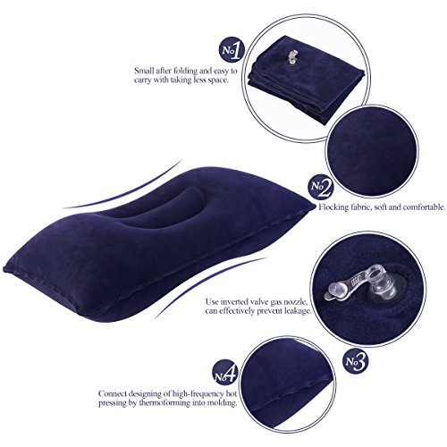 NUOLUX Reise Aufblasbare Kissen Portable Für Outdoor Aktivitäten Dunkelblau - 5