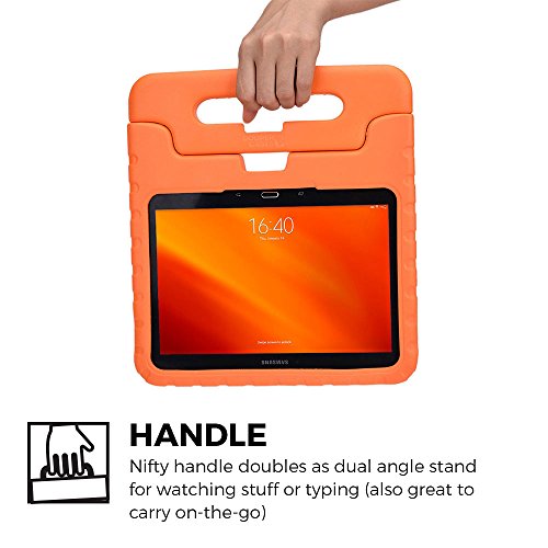 Samsung Galaxy Tab 4 10.1, Tab 3 10.1 hülle fur kinder, COOPER DYNAMO Beanspruchbare, strapazeirfähige, robuste, gepolsterte Hartschalenhülle mit integriertem Griff, Standfunktion & durchsichtigem Displaysschutz (Orange) - 5