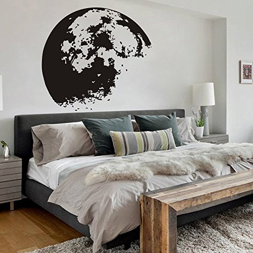WallsUp La Luna Espacio Luna Adhesivo para Pared Pared Vinilo Adhesivo Pared gráfico Mural de Pared casa Arte decoración, Vinilo, Negro, 46