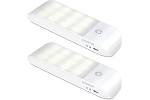 DETAKE Motion Sensor Lights Indoor, 2 Pack Rechargeable LED Night Light with 3 Modes (AUTO/ON/Off), Stick-On Cupboard Light with Magnetic Strips for Wardrobe, Bedroom, Stair, Cabinet, Kitchen, Hallway