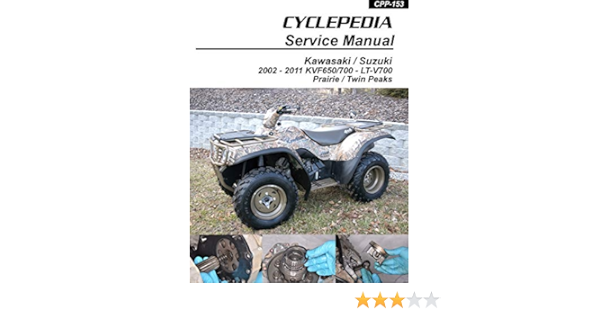 02 06 Kawasaki Kvf650 Prairie 05 11 Kvf650 Brute Force 04 05 Suzuki Lt V700f Twinpeaks Service Manual English Edition Ebook Cyclepedia Press Llc Amazon Fr