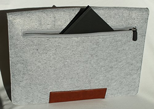Laptophülle Sleeve Tasche 13 Zoll für MacBook Pro, Retina, Air oder ähnlichen Notebooks mit den Außenmaßen 33 x 23 x 3 cm in hellgrauem Filz - 4