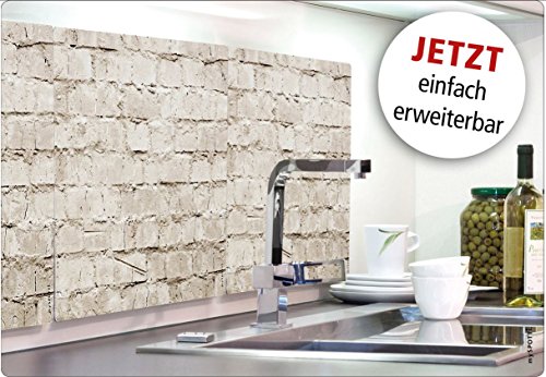 mySPOTTI moderner Spritzschutz Motiv Mauerwerk Mauer Steine Aluminium Küche Herd Kochfeld - 3