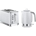 Russell Hobbs 24370 Inspire High Gloss Plastic Two Slice Toaster, White with Kettle