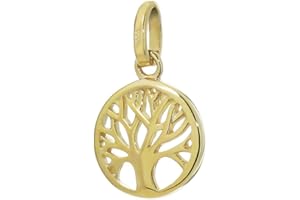 NKlaus Baum des Lebens Ø 10mm Kettenanhänger aus 333, 585 Gelbgold oder 925er Sterligsilber für Damen Lebensbaum