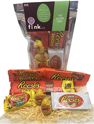 The Reese's Peanut Butter Easter One | Reese Peanut Butter American Candy USA Gift Bag | Candy Hamper Easter Egg Peanut Butter Sweets &amp; Chocolate Selection Box Bundle | fink gifts | Contains: Reeses Peanut Butter Chocolate Bars