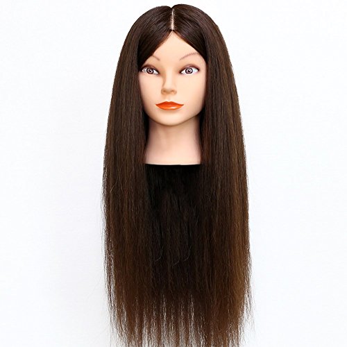 Neverland 70% Hair 26" Long Hair Hairdressing Training Head with Clamp Dark Brown UK STOCK