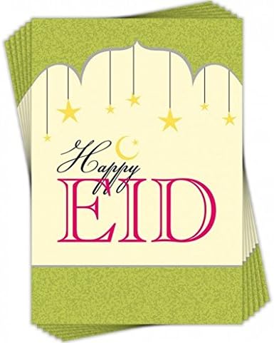 Pack of 6 Eid Cards Happy Eid 6 Greeting Cards Same Design with Envelopes
