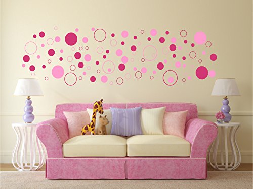 Wandtattoo 100 bunte Kreise – zweifarbig, dunkelgrau grau, anthrazit selbstklebend in Wunschfarben – Punkte, Dots, Wandaufkleber Wandtatoos Sticker Aufkleber für die Wand, Fensterbild, Tapetensticker, Türaufkleber, Tattoo aus Markenfolie – aus 32 Farben wählen - 8