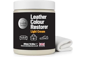 THE SCRATCH DOCTOR Leather Colour Restorer Recolouring Balm Repair Treatment for Faded & Worn Absorbent Leather Furniture, Sofas, Chairs (Light Cream, 250ml)