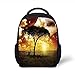 Produktbild Kids School Backpack Safari Decor,Single Tree at Dreamy African Sunset Dark Dramatic Clouds on The Sky Art Photo,Green Red White Plain Bookbag Travel Daypack