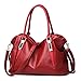 Produktbild SJLN Frauen Mode Handtasche Dame Pu Große Kapazität Diagonal Umhängetasche Reise Shopping Rucksack,WineRed-OneSize