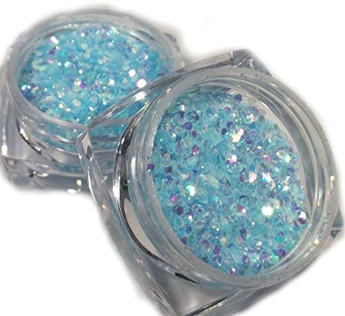 ★ Body hair face glitter and festival cosmetic chunky glitters uv powder mist ★ – best w/ glue (Aqua Goddess)