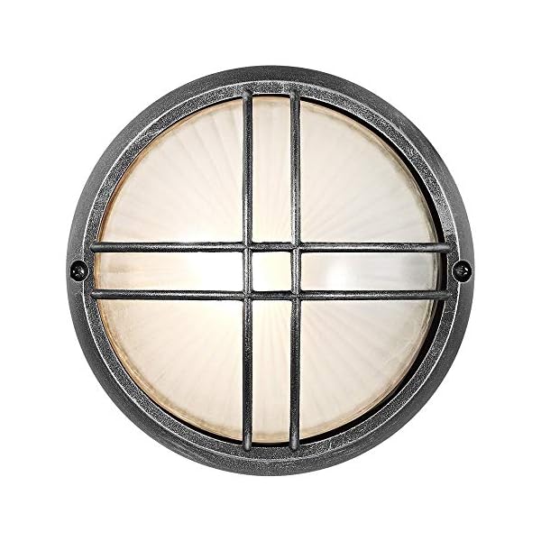 Lampada a tartaruga o da parete Circolare per esterni Nero/Argento Alluminio pressofuso:FBM