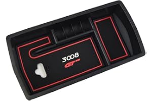 KONGZEE KUST Upgrade Armrest Storage Box Center Console Organizer con tappetini antiscivolo per 3008 2017-2021