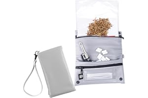 OLIVIA WONG Pitillera tabaco de liar hombre tabaquera de cigarillos de PU material hidrófugo forro impermeable con asa de mano (Gris)