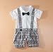 Baby Boy Wedding Christening Formal Wear Check Tuxedo Suit Romper Bodysuit Outfit Clothes (12-18 Months, White)