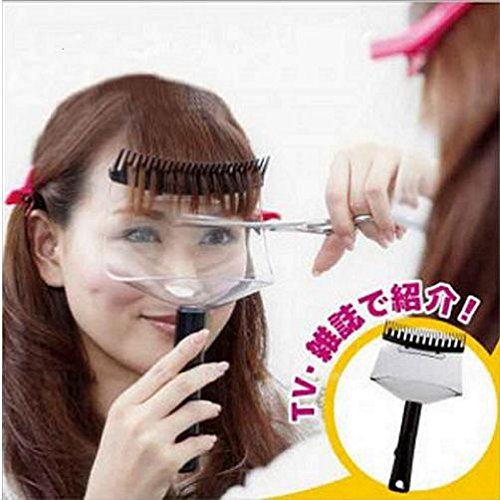 Hair Fringe Trimming Thinning Cutting Holder with Clear Protector Shield (Scissors Not Included) - Japan Hot Sale!!! (Pink)