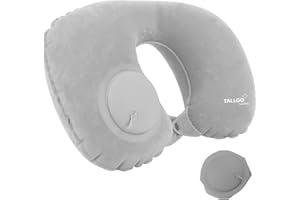 TALLGO Almohada Inflable de Viaje, Almohada de Cuello para Viajes, Almohada Inflable para el Cuello para Viajes, Almohada de avión, Almohada de avión para Cuello, Cintura, Espalda y cojín de Camping (Gris)