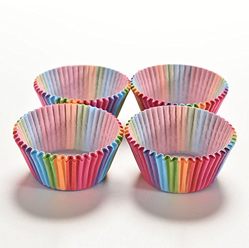fomccu 100 Colorful Rainbow Papier Kuchen Cup Liners Backen Muffin Cup Schutzhülle für Party - 3