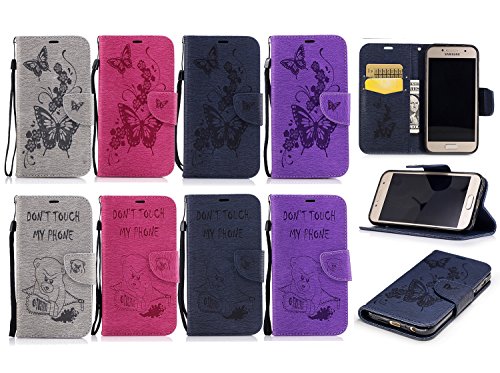 Samsung Galaxy A5 2017 Hülle,Galaxy A5 2017 Case,TOYYM PU Leder Flip Cover Wallet Case Bookstyle Brieftasche Tasche Schale Schutzhülle Vintage Blume Muster mit Standfunktion Karte Halter für Samsung Galaxy A5 2017 Version+1x Touch Pen(Color Random)+1x Staubschutz(Color Random)-Blaue Blume - 5