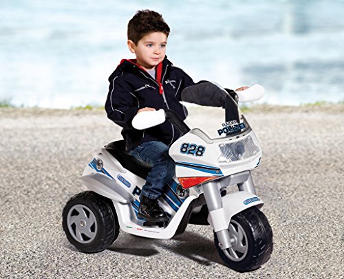 Peg Perego ED0910 – Elektro-Motorrad Raider 6V Polizei weiß/blau - 4