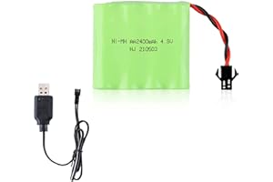 YUNIQUE GREEN-CLEAN-POWER - Batería Recargable Ni-Mh 4.8V 2400mAh para Control Remoto de Auto | Incluye Cable USB | Duración Prolongada, Carga Rápida | Adecuada para Modelismo, Verde