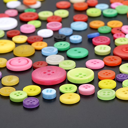 Outus 300 Stück Verschiedene Farben Resin Knöpfe 2 und 4 Löcher Runde Handwerk Knöpfe mit Kunststoff Aufbewahrungsbox für Nähen DIY Handwerk - 7