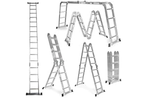 Grandmaster - Échelle Multifonction Pliable 6 en 1, Echelle en Aluminium Pliante 475cm, Charge Maximale 150kg, Conception Antidérapante, Taille Pliée 126x63x27cm, Echelle Transformable