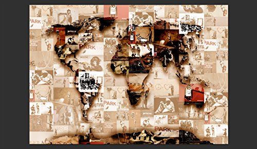 FOTOTAPETE 250×175 cm – VLIES TAPETE PREMIUM – PROFI QUALITÄT – 3 Farben zur Auswahl – Top moderne Wanddeko – Wandbilder XXL – Riesen Wandbild – Top Design Tapete – Neue exklusive Edition mit noch besser Druckauflösung – Deutsches Premium Vlies – Weltkarte Banksy Abstrakt Continente Welt Graffiti k-C-0055-a-d - 4