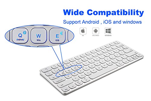 Supremery Bluetooth Tastatur Keyboard komplett aus Aluminium – mit Hintergrundbeleuchtung (schnurlos oder Kabel betrieb) für MAC OS, Windows 10/8/7, IOS 9/8, Android(QWERTZ, deutsches Tastaturlayout) - 7