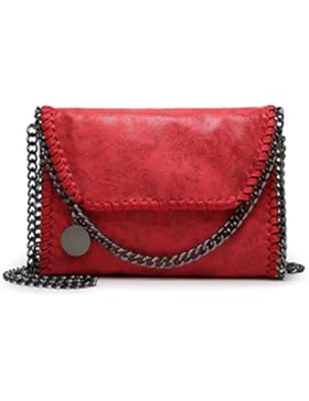 Valleycomfy Frauen Handtaschen Elegante Schultertasche Metallic Kette Riemen PU Leder Cross Body Taschen Handtasche