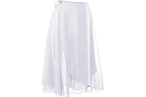 zffriction Women Ballet Skirt Long Sheer Dance Wrap Skirts Chiffon Skirts with Adjustable Waist Tie for Adult Girls