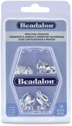 Beadalon Pendant Pinch Bail Variety Pack 18 kg Plated, Silver PLT