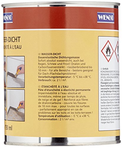 Wenko Wasserdicht 750 ml – Dichtungsmasse, Fassungsvermögen 0,75 L, Chemische Zusammensetzung, 10 x 12 x 10 cm, 1 Stück, grau, 56140111500 - 4