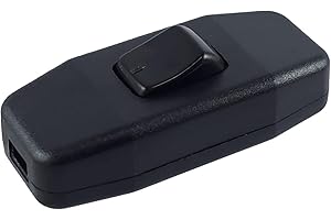 MWMS Interruttore per lampada, interruttore intermedio nero con scarico della trazione e contatti a vite, bilanciere on/off, interruttore cavo, 6 A 250 V, adatto per lampada a LED