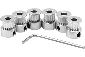 ICQUANZX 6Pcs Aluminio 8mm Bore GT2 Polea de sincronización 20 Dientes y Llave Allen para Impresora 3D Reprap 6mm Ancho Correa Dentada