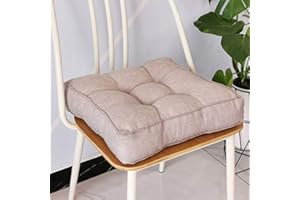 Morbuy Cojines Cuadrados Gruesos, Algodón 100% Transpirable Suave Almohadas Cojín de Piso Decoración Hogar para Comedor,Jardín Cojín de Asiento (45 * 45,Beige)