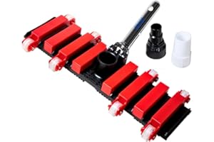 Aquatix Pro 19" Pool Vacuum Head with Wheels & Hose Adapter, Professional Grade, Aluminium Handle, 8 Weighted Plates, Stainless Steel Balls, 6.4lbs Flex Swivel Swimming Pool Vac Head with Bottom Brush