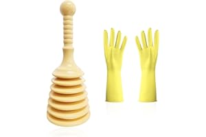 DUINIU 1 Piece Sink Unclogger with 1 Pair of Cleaning Gloves, Toilet Suction, Toilet Unclogger, Pipe Unclogger, Drain Plunger, Sink Plunger, Suitable for Kitchen, Bathroom, Sink, Water Pipe (Beige)