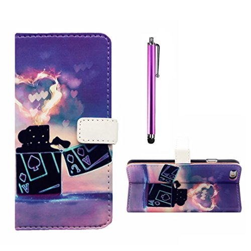 iPhone 6 Plus/6S Plus Hülle Handytasche, MUTOUREN 2 in 1 Zubehör für iPhone 6 Plus/6S Plus (5.5 Zoll) Slim PU Tasche Klapp Flip Folding Magnetisch PU Leder Flip Cover Tasche mit Kartensteckplatz Brieftasche Hinterschale Kartenschlitz + Metall Stift Stylus - Feuerzeug und Liebe