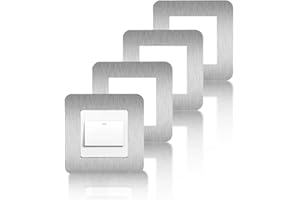 ENJOYTHINK Light Switch Surround, 4 PCS Light Switch Cover Plates, Light Switch Cover Plates, Finger Plates for Light Switches, Silvery Light Switch Cover, Socket Switch Surround Finger Plate (8.6 * 8.6cm)
