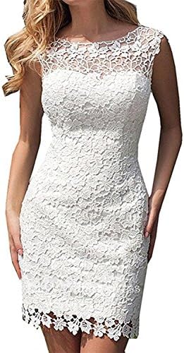Dressbe Women's Lace Detachable Train Wedding Dress for Bride Size UK12 White