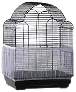 AYNEFY 4 Colors Bird Cage Skirt Large Size Ventilated Soft Nylon Bird Cage Cover Shell Seed Catcher Pet Products 52-98.4inch Circumference Mesh Pet Bird Cage Prevent Seeds from Falling (White)
