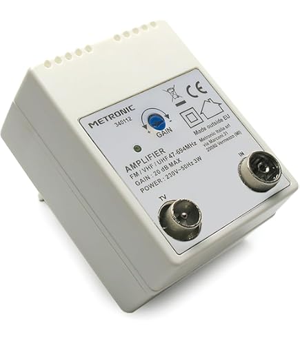 Amplificatore TV VHF/UHF Per Digitale Terrestre – Guadagno Regolabile VHF 25 DB, UHF 30 DB, 1 Ingresso E 2 Uscite, Filtro LTE Incluso - 2