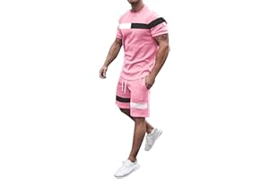 KBOPLEMQ Chándal para hombre, chándal de verano de 2 piezas, camiseta de manga corta, camiseta y pantalones cortos, camiseta con solapa, hombre, adolescente, ropa deportiva