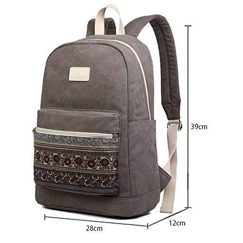 MojiDecor Bohemian Canvas Rucksack Schulrucksack Laptoptasche Notebook Rucksack 15-Zoll Laptop Casual Backpack Daypack Vintage Herren Damen Rucksack f